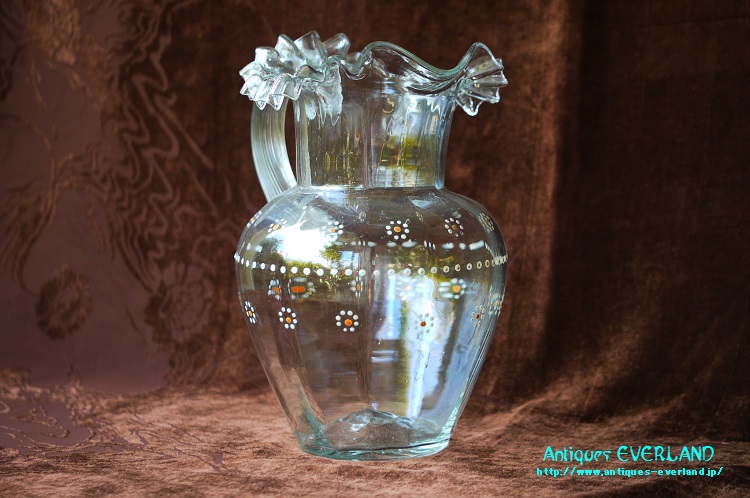 ヴィクトリアン セロリハンドル エナメル ウォーター ジャグ 花器 花瓶 